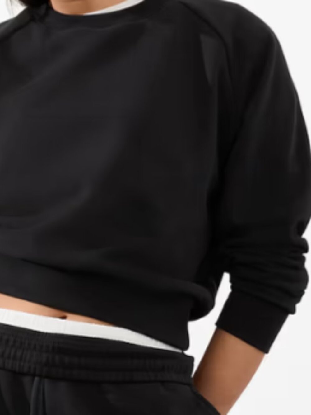 Athleta Forever Fleece Relaxed Crew Sweatshirt - Black